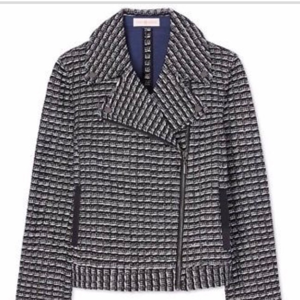 Tory Burch Women’s Raffia Tweed Motorcycle Jacket